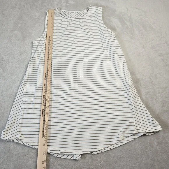 J. Jill Top Womens XS Olive Green White Striped Sleeveless Split Back Summer - Picture 3 of 9